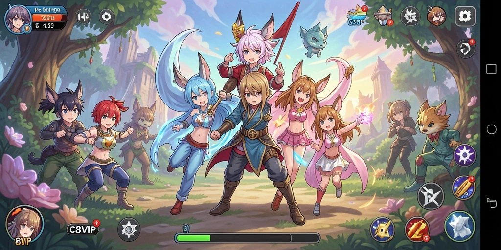 Screenshot gameplay C8VIP menampilkan aksi seru dalam dunia anime.