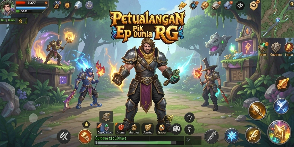 Screenshot gameplay EOS77 menampilkan aksi pertempuran seru dalam dunia RPG.