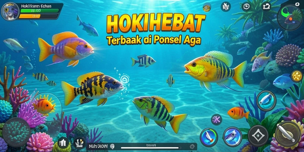 Tampilan gameplay HOKIHEBAT yang menampilkan keseruan menembak ikan.
