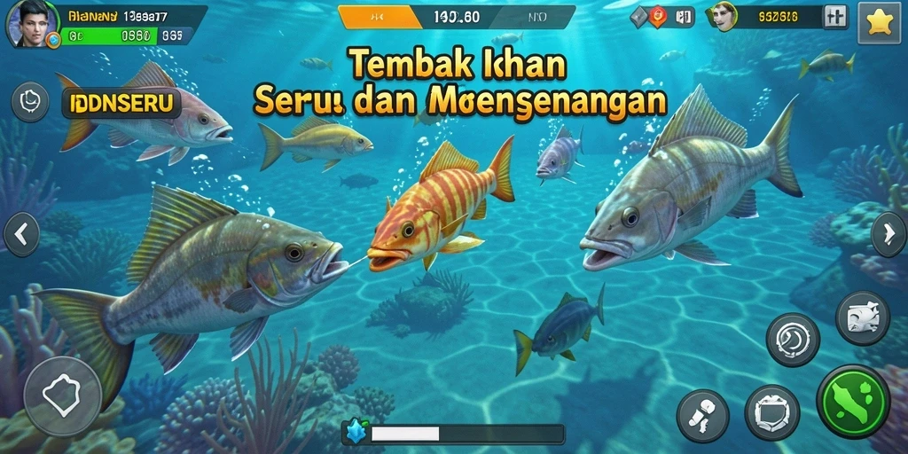 Tampilan gameplay IDNSERU yang menarik dengan aksi tembak ikan.