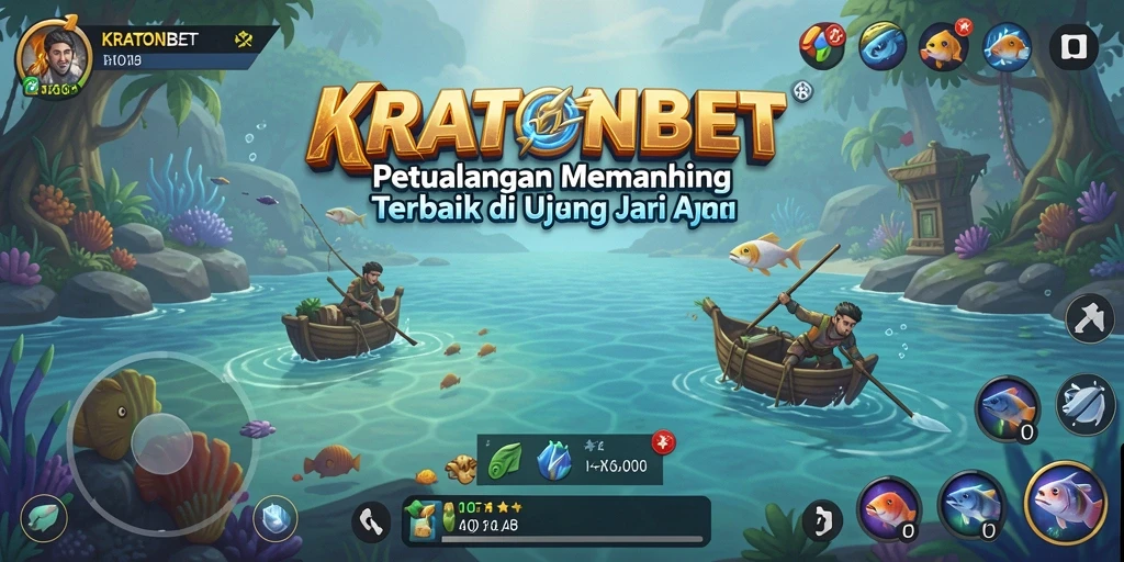 Tampilan gameplay <strong>KRATONBET</strong> yang menarik saat memancing di laut.