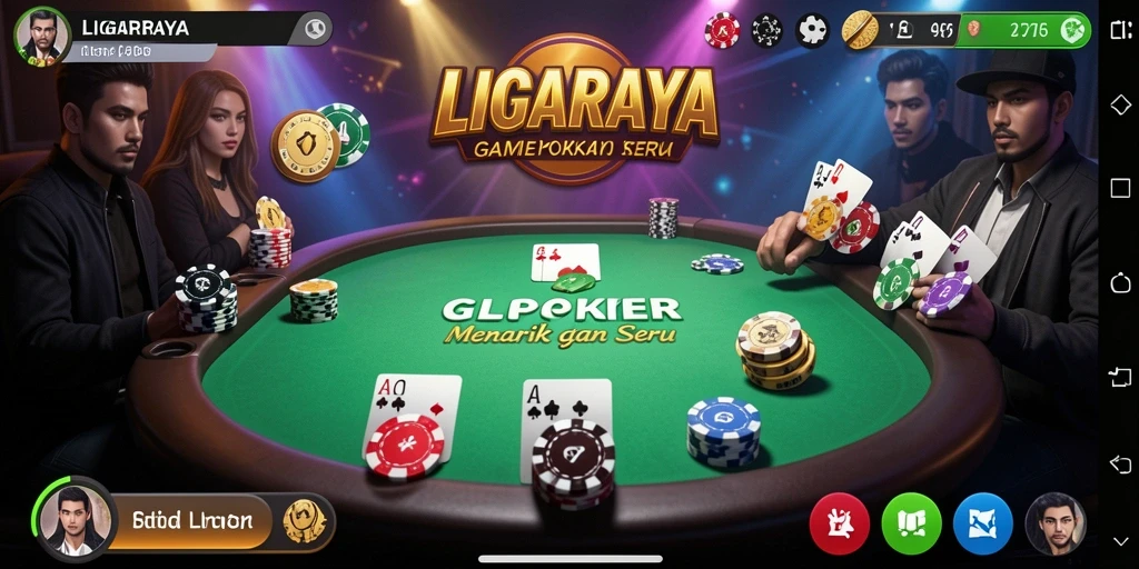 Tampilan gameplay Poker yang seru di LIGARAYA.