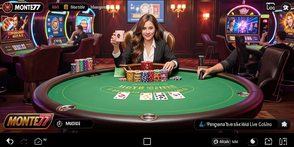 Screenshot gameplay MONTE77 menampilkan aksi langsung dalam Live Casino.