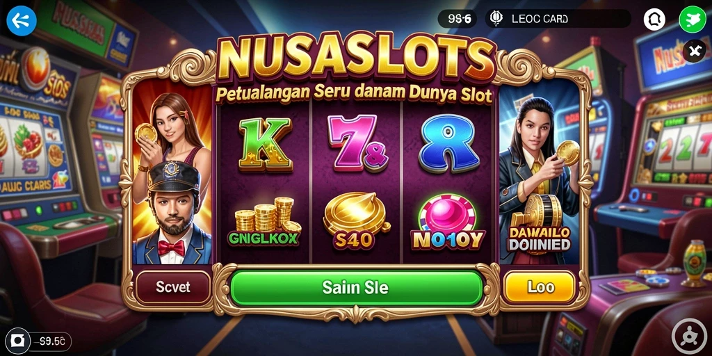 Screenshot gameplay NUSASLOTS menampilkan petualangan seru dan karakter unik.
