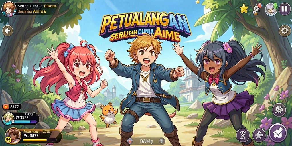 Screenshot gameplay SR877 yang menampilkan aksi karakter Anime.