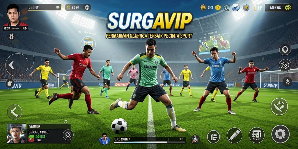Tangkapan layar dari gameplay SURGAVIP menunjukkan aksi olahraga yang seru dan penuh tantangan.