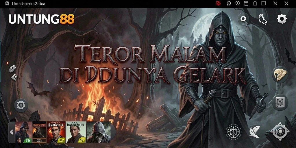Gameplay UNTUNG88 menunjukkan suasana menakutkan di lingkungan yang gelap.